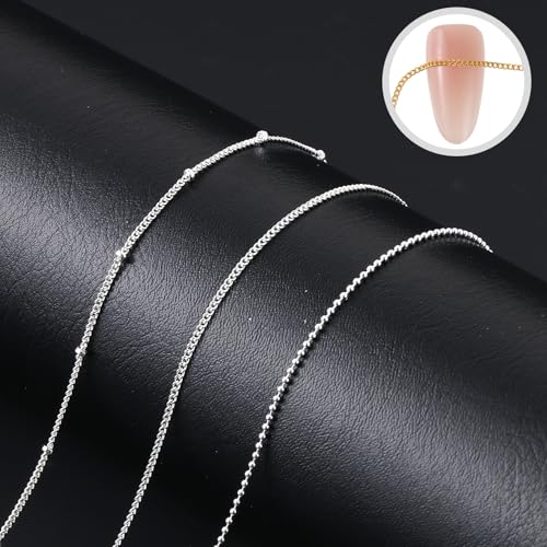 3D Nail Art Chains - 6 Metallic Charms for DIY Manicure