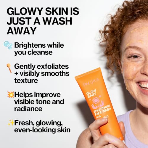 Pacifica Glow Baby Brightening Face Wash Set with Vitamin C & AHA - Vegan, Sulfate & Paraben Free, 2 x 5 fl oz