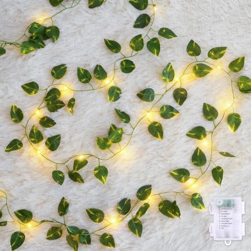 CEWOR 40ft LED Ivy String Lights - Battery Operated Garland for Home & Wedding Decor
