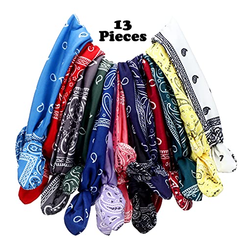 13-Piece Bandana Bow Headbands Set - Soft Elastic Rabbit Ear Hair Wraps