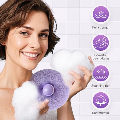 Super Soft Sunflower Bath Sponge with Suction Cup - Exfoliating Shower Ball for Gentle Cleansing