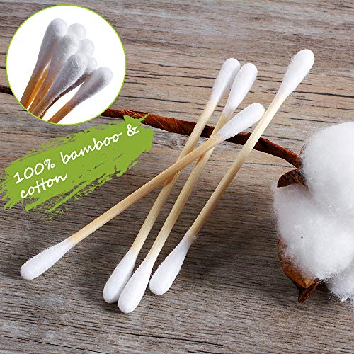 Coralov 1000 Bamboo Cotton Swabs - Eco-Friendly Biodegradable Dual-Tip Buds