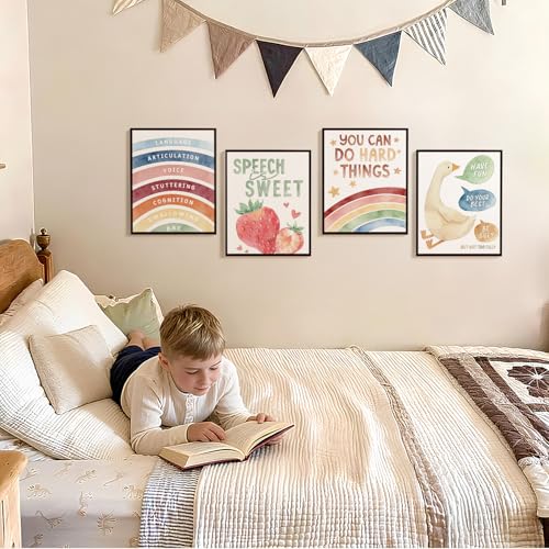 SkyCozy Inspirational Wall Art Prints Set of 4 - 8x10 Boho Decor for Classroom & Office