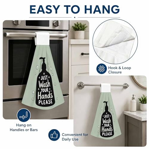 Microfiber Hand Towel Set of 2 with Loop | Just Wash Your Hands