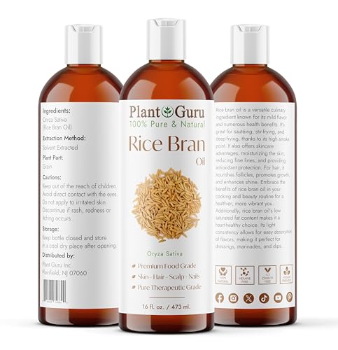 Plant Guru 100% Pure Rice Bran Oil - Natural Moisturizing Oil for Skin & Hair