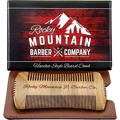 Sandalwood Beard Comb with Carrying Case - Wide & Fine Tooth Natural Hair Grooming Tool