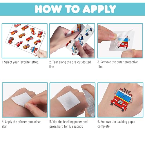60 PCS Emergency Transportation Temporary Tattoos for Kids