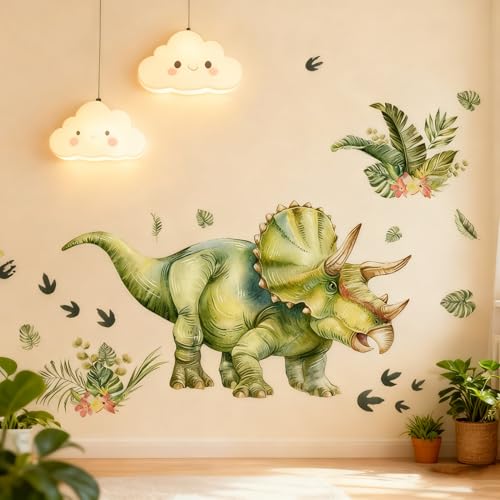 Large Triceratops Dinosaur Wall Stickers for Kids' Rooms