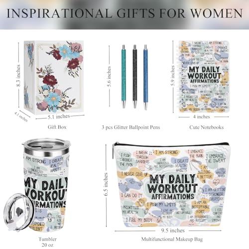 My Workout 0842 Inspirational Gift Set for Women - 20oz Tumbler, Makeup Bag, Notebook & Pens