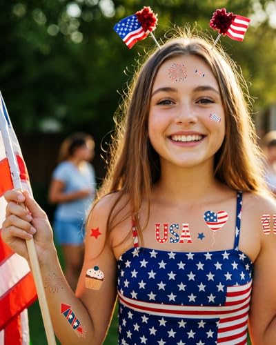 4th of July Temporary Tattoos for Kids - 108 Patriotic Designs