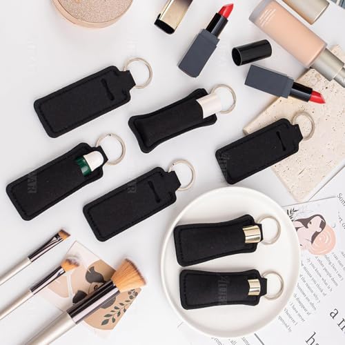 10 Pack Lip Balm Sleeves Lipstick Holder Chapstick Keychain Cases for Women & Girls