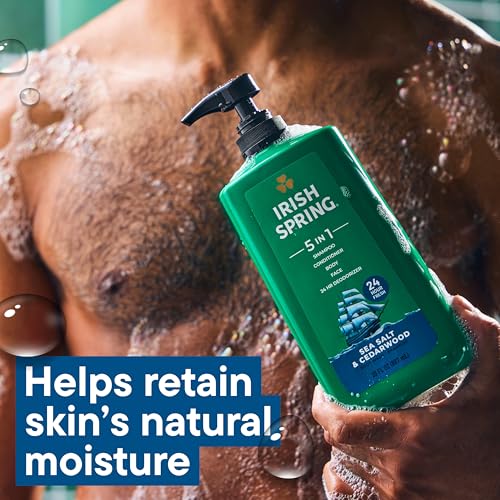Irish Spring 5-in-1 Men's Body Wash, Sea Salt & Cedarwood, 30 fl oz (2 Pack)