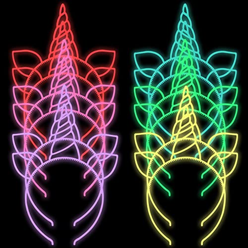 ZIRICHER 12pcs Glow in the Dark Unicorn Headbands for Girls