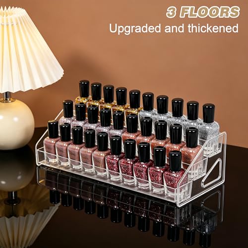 Soddeph 3-Tier Acrylic Nail Polish Rack Display Stand - Holds 24-48 Bottles