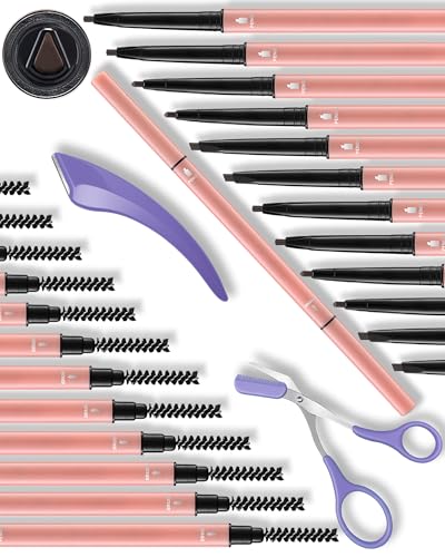 Berinist Deep Brown Micro Eyebrow Pencils 12-Piece Set for Natural, Waterproof Brows