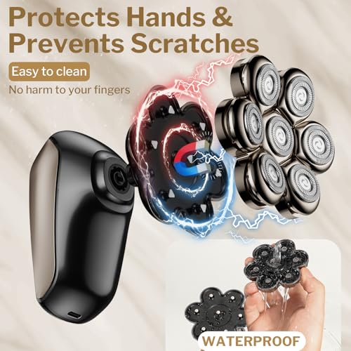 Head Shavers for Bald Men: 5-in-1 Electric Razor with 7D Floating Blades - IPX7 Waterproof Grooming Kit, Detachable Magnetic Head, 90-Min Wet Dry Gifts for Father's Day