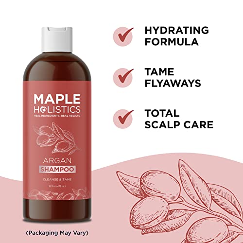 Maple Holistics Argan Oil Shampoo 16 Fl Oz - Sulfate-Free Hair Repair & Volumizing