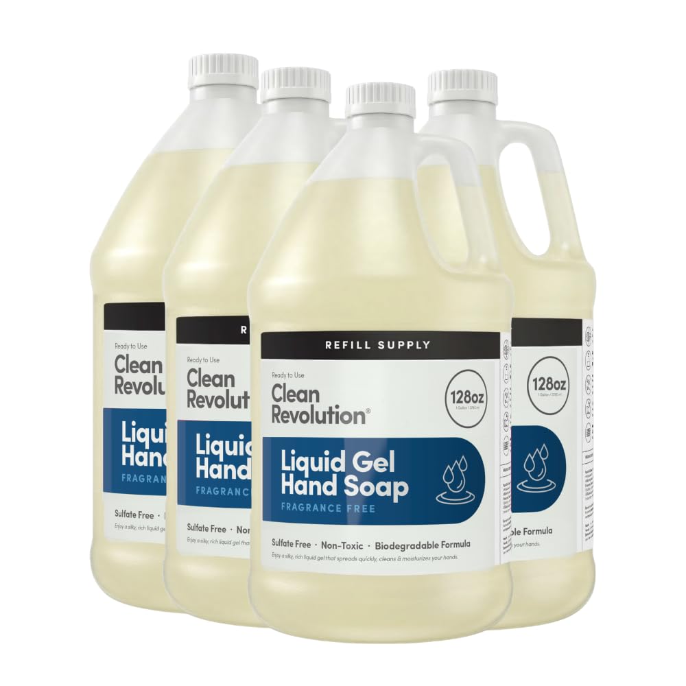 Liquid Gel Hand Soap - Natural Lavender Essential Oils | Silky Rich, Quick Lather, 128 Fl Oz