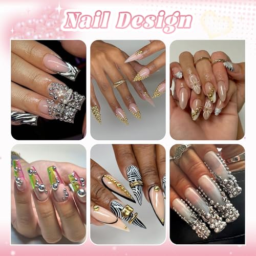 Half Round Nail Pearls Gems - Gold & Silver Charms (6 Sizes)