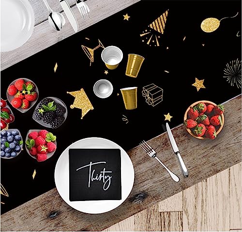 40 Black and Silver 30th Birthday Napkins - Disposable Cocktail Napkins