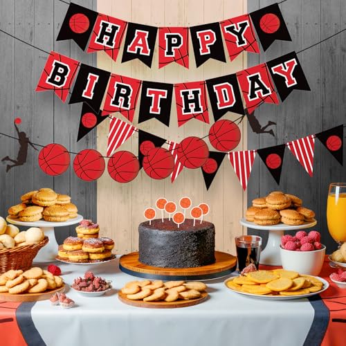 Basketball Birthday Party Decorations Set with Banner & Backdrop