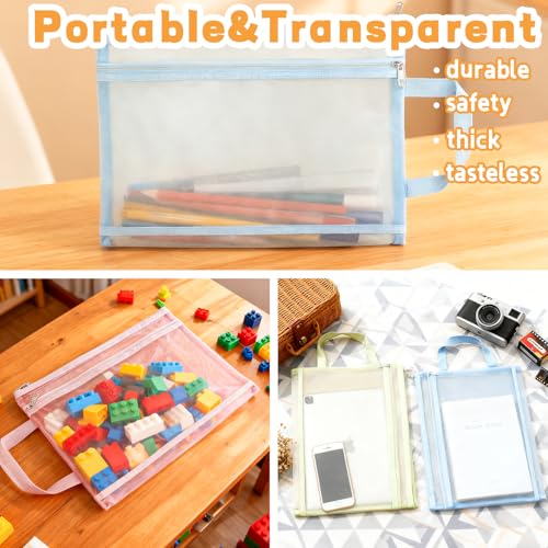 Mesh Storage Bags with Handle - 5-Pack Clear Zipper Pouches