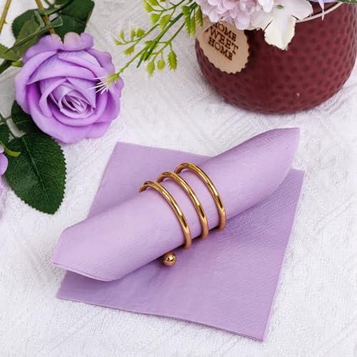 FLOWERCAT 100-Count Purple Cocktail Napkins - 2-Ply Disposable 5" x 5"