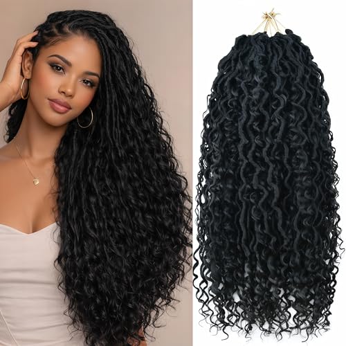 RMYHIG Goddess Locs Crochet Hair 1B, 18 Inch - 8 Packs for Braiding