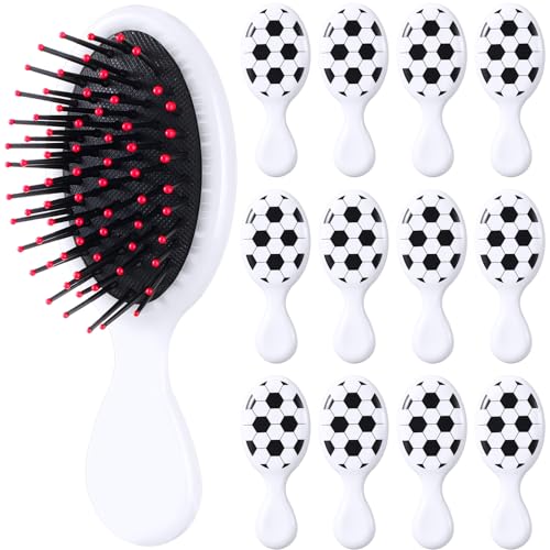 SiliFine Soccer Mini Detangler Brush Set - 12 Pcs, White