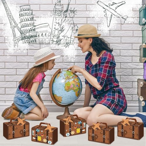 Large Vintage Travel Suitcase Candy Box Set - 12 Pcs for Party Favors