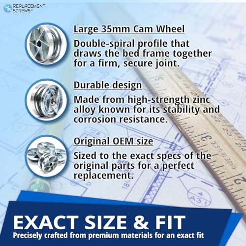 35mm Cam Wheel Locks for IKEA Bed Frames - Pack of 6