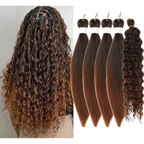 16 Inch Ombre Black to Brown Pre-Stretched Boho Braiding Hair - 5 Packs