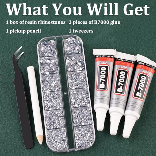 Flatback Rhinestones Craft Kit with B7000 Glue - 12 Sizes & Tools