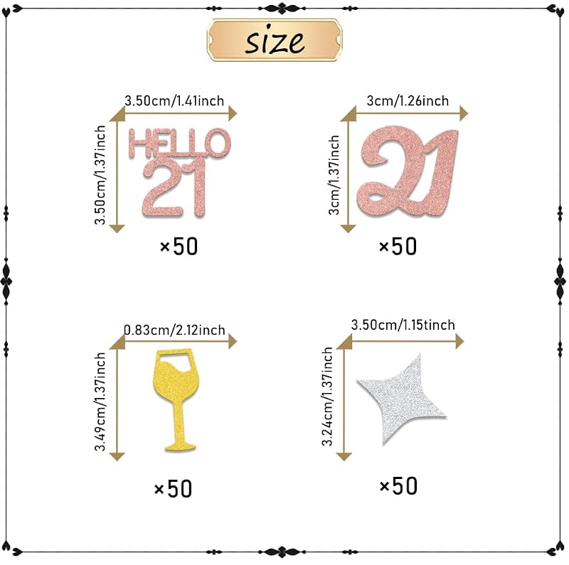 21st Birthday Confetti - 200 PCS Party Decoration Supplies