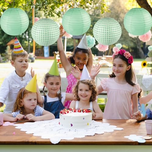 6-Pack Sage Green Paper Lanterns for Party Decorations