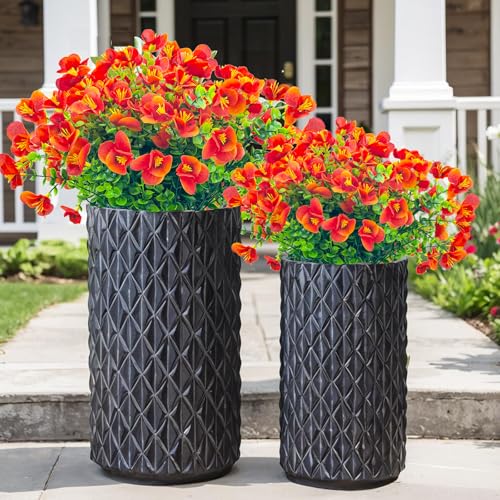 UV Resistant Artificial Flowers - 8 Bundles Faux Shrubs for Home & Garden Décor