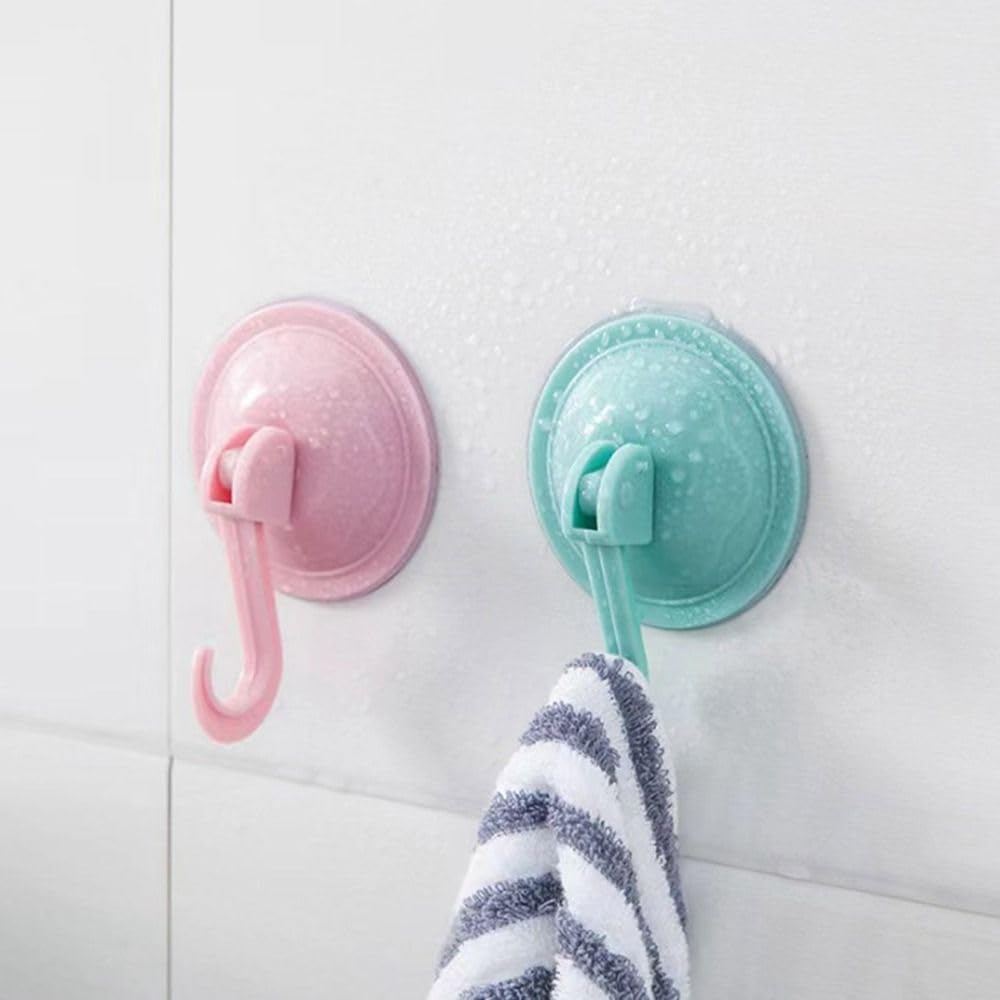 Clothe Hangers Self Adhesive Portable Punch-Free Vacuum Suction Cup Hook Multifunctional Round Towel Racks (White)