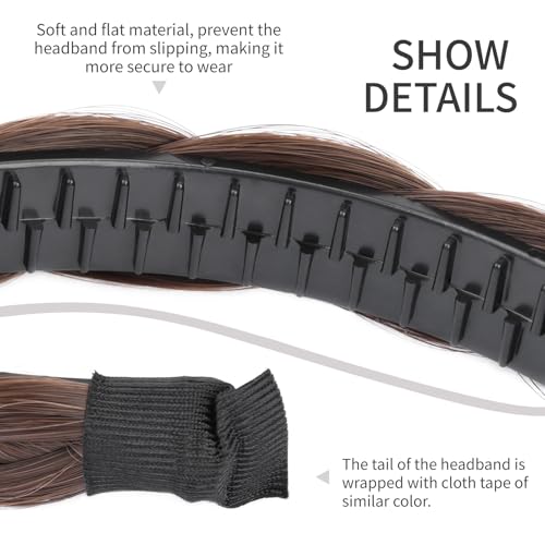 Chestnut Thin Braid Headband with Teeth - Synthetic Hair Piece
