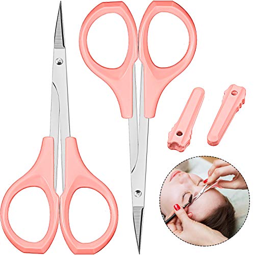 Mudder 2 Pack 4-Inch Curved Eyebrow Scissors - Stainless Steel Grooming