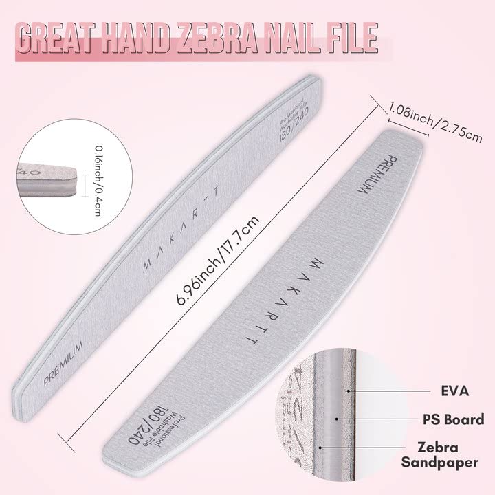 Makartt Nail Files - 180/240 Grit Emery Boards for Natural Nails | 10pcs Dual-Sided Manicure Set for Salon & Home Use