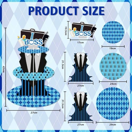 Zliisang 3-Tier Black Bow Tie Cupcake Stand for Birthday Parties