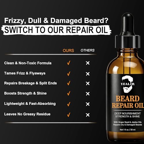 Repair Beard Oil for Men Unscented 1oz – Deep Nourishing, Non-Greasy
