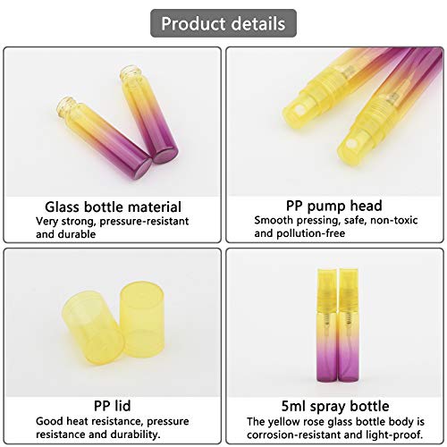 Kesell 20-Pack Yellow-Rose Gradient 5ml Glass Spray Bottles - Fine Mist Atomizers for Perfume, Essential Oils, DIY