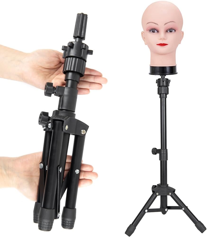 Wig Stand Tripod - 25 Inch Adjustable Mannequin Head Stand for Training & Canvas Block Heads | Lightweight Design