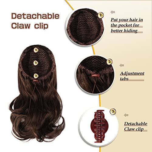SOFEIYAN 13 Inch Curly Ponytail Extension Clip-In Ash Brown to Blonde