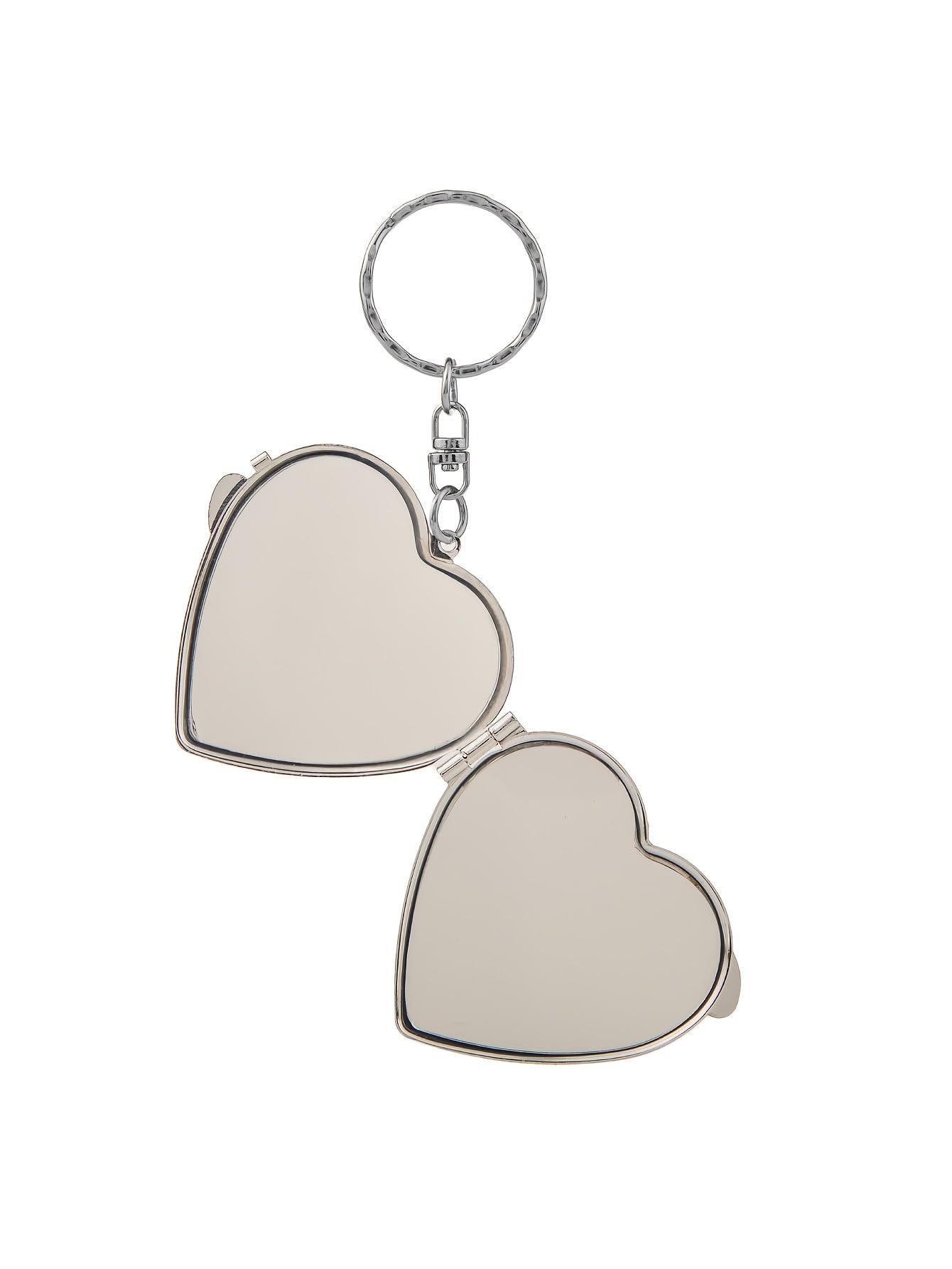 1-Pack Portable Heart-Shaped Folding Makeup Mirrors，Single-Sided Sparkling Sticker，Double-Sided Mirror，Ideal for Home and Travel for Women, Girls, Mothers, Friends (White)