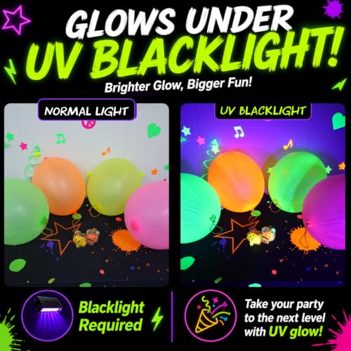 Mega-Loopolis Glow in the Dark Punch Balloons - 24 PCS Party Favors