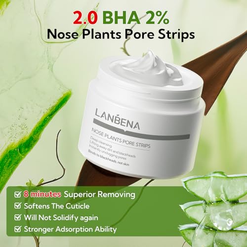 LANBENA Blackhead Remover Cream with 60 Pore Strips for Face & Nose