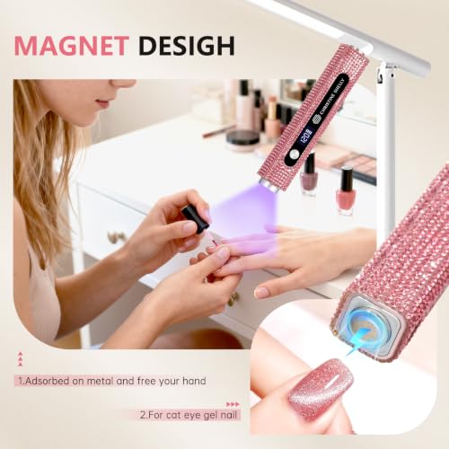 Pink Diamond Flash Cure Nail Lamp with UV Light for Gel Nails, Handheld