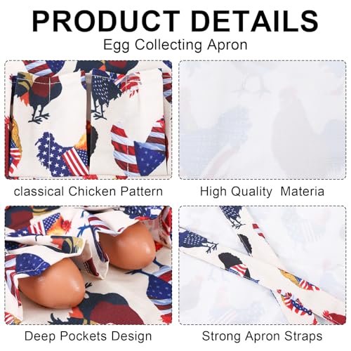 Egg Collecting Apron and Basket with 12 Pouches for Chickens